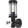 qfzwj Lampada da esterno con sensore di movimente in acciaio inox nero, lampada da parete per esterni antracite, lampada da esterno impermeabile IP44, lampada da parete con attacco E27 m