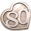 DLM Bomboniere DLM-A1080 Bomboniere 12 Calamite Magneti in legno cm 5x5 linea cuore con quadrifoglio portafortuna e numero 80 bianco per confettate segnaposti di 80 Compleanno maschio e Femmina
