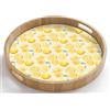 OnlyWow© Vassoio Con Manici Vassoi Di Legno Quercia Per Caffe Resistente Al | 50x50 cm - Rotondo - Calore Design Servitore Portavivande Cucina Francese - Limone - Strisce - Giallo - Verde