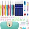 silttble Uncinetto Set 58 Pezzi, Uncinetti in Alluminio con Ergonomico Manico Morbido in Gomma Colorata, 17 Misure 0.6mm-6.0mm, Kit Uncinetto Completo con Custodia Portatile, per Principianti, Adulti
