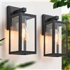 FTL Lampade da Esterno E27, Moderno Lanterna da Esterno Parete, Portico Applique da Esterno, Nero Luci da Esterno a Parete, IP44 Impermeabile Lampade da Esterni per Giardino, Porta, 2 Pezzi