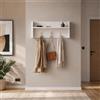 The White Stone Appendiabiti da Parete Bianco con Mensola e 3 Ganci | Attaccapanni Ingresso Salvaspazio Moderno con Ripiano Portaoggetti | Organizer da Muro 90x29x34 cm