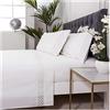 COTTON ARTean Parure da letto in cotone 100% a 200 fili, bianco per letto 160 x 190/200