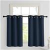 PONY DANCE Tende Corte Oscuranti Termiche da Interno per Camera da Letto | per Cucina, per Finestre Piccole, con Anelli, per Interni, Blackout, Privacy, Anti-UV, 2 Pezzi L 90 x A 100 CM, Blu Scuro