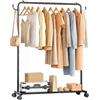 Yorbay Robusto Stand Appendiabiti con Ruote: Appendiabiti da Terra Salvaspazio in Metallo con Portapacchi per Camera da Letto Lavanderia e Negozio - Portata Totale 54,4 kg (118 cm)