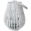 Milani Home - lanterna in vimini e vetro bianca, portacandela da giardino, portico e veranda, formato bulbo