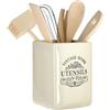 PREMIER Housewares 0721233 Vintage Home Barattolo per Utensili, Ceramica, Crema