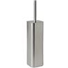 GEDY Jack Scopino WC, Materiale Acciaio Inox, Scopino Bagno Colore Spazzolato, Scopino WC da Appoggio Base Quadrata con Ciuffo in Setole Nere in Nylon, Tazza Interna Estraibile di Facile Pulizia