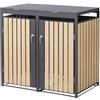 ML DESIGN modern living ML-Design Copribidone per 2 Bidoni di Spazzatura, Doppio Contenitore, Pattumiera, Cassonetti Rifiuti 240 L, 132 x 80 x 120 cm Box in Acciaio Antracite/Effetto Larice con Coperchio Ribaltabile 2 Porte