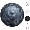 Elsebal Handpan D Minor 10-Note 440Hz Adult Steel Hand Drums(Gold) with Handpan Drum Bag, 2 Test Mallets, Hand Drum Stand,Music Note Stickers,Maintenance Oil and Wiping Cloth (Black Storm 440hz)
