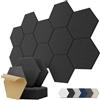 Kuchoow Pannelli Fonoassorbenti Esagonali Adesivi per Parete, 12 Pezzi Pannello Acustici Decorativi per Riduzione dell'Eco, Gaming, Studio, Camera Da Letto, Ufficio, Soffitto, 30x26x0,9 cm, Nero