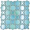 MOSANI Piastrelle a mosaico in ceramica combinata, colore verde lucido, pannello adesivo per parete, per parete posteriore della cucina, bagno MOS13-SXS10