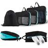 Atacama Set di dadi a compressione di alta qualità: chiusura lampo e doppie tasche, tasche con compressione per zaino e valigia, colore nero, set di 6