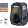 HOMASIS Sauna da Casa, Sauna Portatile con Generatore di Vapore da 3 Litri, Sauna a Vapore con Telecomando, 9 Livelli di Temperatura e 9 Timer, Sauna con Sedia Pieghevole e Massaggia Piedi (Nero)