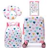 HTgroce Set di Valigie per Bambini Cuore- Trolley Bambina Rigido con 4 Ruote Girevoli 360° - Include Zainetto - Bagaglio a Mano per Viaggi e Aereo