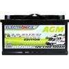 Electronicx batteria di alimentazione AGM Caravan 12V 100Ah / 100 Ah deep cycle sigillata senza manutenzione, polo positivo a destra - batteria per camper, roulotte, impianto solare 278×175×190mm