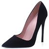 Zhabtuc Scarpe con Tacco Alto da Donna, Décolleté a Punta in Camoscio, Tacco Stiletto da 12 cm, Ideali per Feste Eleganti e Occasioni Speciali, Scamosciato Nero con Suola Nera, 38.5 EU