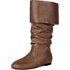 Galindopia Unisex Renaissance Faire Cosplay Scarpe Vintage Stivali Medi Fold Over Medieval Uomo Costume Witch Pirate Viking Tied Scarpe Piatto Victorian Stivali Brown Size 47
