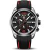 MEGIR Orologio da uomo, analogico, sportivo, cronografo, luminoso, al quarzo, con cinturino in silicone, nero