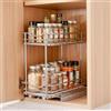 VEVOR Cestello Portaoggetti Organizer Estraibile per Armadietto da Cucina, Cestello a 2 Ripiani Porta Spezie da Interno di Armadietto 110 x 215 x 265 mm, 2 Livelli, Contenitore in Acciaio al Carbonio