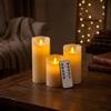 CCLIFE velas elettriche e LED in vera cera con telecomando, funzione timer, paraffina, funzionamento a batteria,Beige 3 pezzi