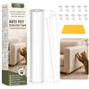HuakChai Protezione Divano Graffi Gatto, Antigraffio Gatto Divano, Rotolo 300cmx20cm | Nastro Trasparente per Tessuto Velluto Pelle, Porte e Tappeti, con 10 Perni a Spirale, 1 Raschietto Anti Bolle