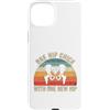 Funny Bionic Woman Hip Surgery Gifts Custodia per iPhone 15 Plus Un pulcino dell'anca con uno scheletro retrò tramonto dell'anca