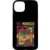 Fez Travel Art Studio Custodia per iPhone 15 Plus Grafico di viaggio della medina storica della bandiera del Marocco Fez