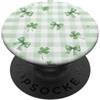 Coquette Aesthetic Green Bows & Ribbons Verde a scacchi verde fiocco modello trifoglio giorno di San Patrizio PopSockets PopGrip Adesivo