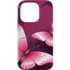Cute Pink Butterfly Aesthetic Butterflie Custodia per iPhone 14 Pro Farfalle Rosa Rosso Vino