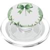 Coquette Aesthetic Green Bows & Ribbons Simpatico fiocco verde con area bianca per un nome Coquette Girls PopSockets PopGrip per MagSafe