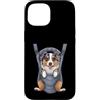 Australian Shepherd Puppy Lover PS Custodia per iPhone 15 Divertente cucciolo di pastore australiano in un marsupio. amante dei cani