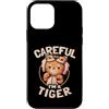 EduEly Studio Shop - Officially Licensed Custodia per iPhone 12 mini Careful I'm A Tiger Funny Kitten in Carino Costume EduEly