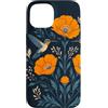 Modern Botanical Floral Art for Nature L Custodia per iPhone 15 Botanico Colibrì Fiore Arancio Natura