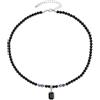 Calefee Collana Pietra Nera, Collana Surfer Uomo con Ciondolo Regolabile Lunga 52 cm, Bigiotteria da Spiaggia
