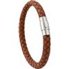 Simaru Bracciale in vera pelle intrecciata a mano per donna e uomo con chiusura magnetica, S - Handgelenkumfang bis 16cm, Pelle