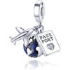 Unique Charm pendente aereo, mondo e passaporto in Argento 925 per Pandora