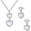 Sakrami Parure di Gioielli in Argento 925, Collana e Orecchini con cuori in Madreperla, per Donna e Ragazza Amica Mamma, per Compleanno Anniversario Comunione Cresima San Valentino