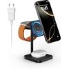 LULULOOK [Certificato Qi2] stazione di ricarica per Apple Watch e iPhone, in alluminio 3 in 1 con ricarica rapida da 15 W, per iPhone 17/16/15/14/13/12, 5W per Apple Watch Ultra 3 2 1, AirPods Pro 3