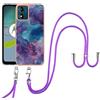 SNCLET Cover con Cordino per Motorola Moto E13 Custodia con Collana Staccabile Regolabile Antiurto TPU Edges PC Back Anti Scratch Custodia Marmo Protettiva Case per Motorola E13,Marmo Blu Viola