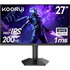 KOORUI Monitor da gioco 27, 200Hz QHD 2560x1440, Pannello Fast IPS 1ms, HDR400, 95% DCI-P3, Sync Adattiva, Altezza/Rotazione Regolabili, HDMI 2.0/DP 1.4, Filtro Anti-Luce Blu, Nero