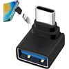 Generisch Adattatore USB, cavo USB 3.0 adattatore a 90 gradi a di L ad alta velocità trasferimento dati tipo C femmina maschio per notebook e altri dispositivi