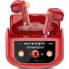Thunelec 2026 Cuffie Bluetooth, 48 Ore Auricolari Bluetooth 5.4 Touch Screen, ANC/ENC Cancellazione Rumore Cuffie Senza Fili, 5 Equalizzatore, Stereo Hi-Fi Cuffie Wireless, IPX7 Cuffiette Rosso Fuoco