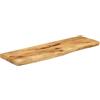Keeushr Piano da tavolo massiccio, 110 x 40 x 3,8 cm, in legno di mango con bordo albero, piano rustico in legno massiccio per tavolo da pranzo, piano di ricambio con bordo naturale, facile da pulire