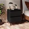 ZQQLVOO Comodino industriale nero, 40 x 35 x 50 cm, con due cassetti e quattro gambe in metallo in legno, robusto tavolino con molto spazio e facile da pulire.