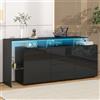 Azkoeesy Cassettiera da 160 cm per soggiorno, credenza con 4 cassetti e LED, mobile TV, buffet, ampio spazio di archiviazione, per sala da pranzo e cucina (Schwarz)
