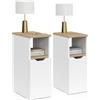 IDMarket - Set di 2 comodini Stretti a 1 Anta Anouk con nicchia Bianca e Legno