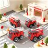 Prmape 5 Pezzi Veicoli da Cantiere Giocattolo, 4pcs Pompieri Cantiere Giocattolo+1pcs Cacciavite, 4 in 1 Ruspa Trattore Camion Escavatore Giocattolo Per Bambini per Ragazzo Ragazza