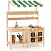 COSTWAY Cucina Giocattolo per Giardino in Legno di Abete, Cucina per Fango da Esterno con Tettoia, Fornelli, Ganci, 4 Lavagne e Lavello, Set Cucina con 5 Accessori, 88 x 39 x 117 cm