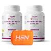 HSN Estratto di Ashwagandha KSM-66 (12:1) 600 mg/giorno (30 mg Withanolidi) | PACCHETTO 2x 120 Cápsule Vegetali + Portapillole Settimanale | 7200 mg equivalenti alla radice di Withania somnifera